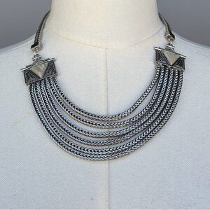 Silver Multi-Strand Braided Collar Necklace
